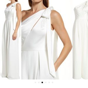 Amsale one shoulder wide leg jumpsuit